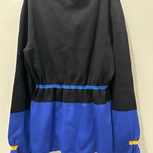 Stylish Black and Blue Women's Turtleneck Sweater Chinese designer luxe knitwear